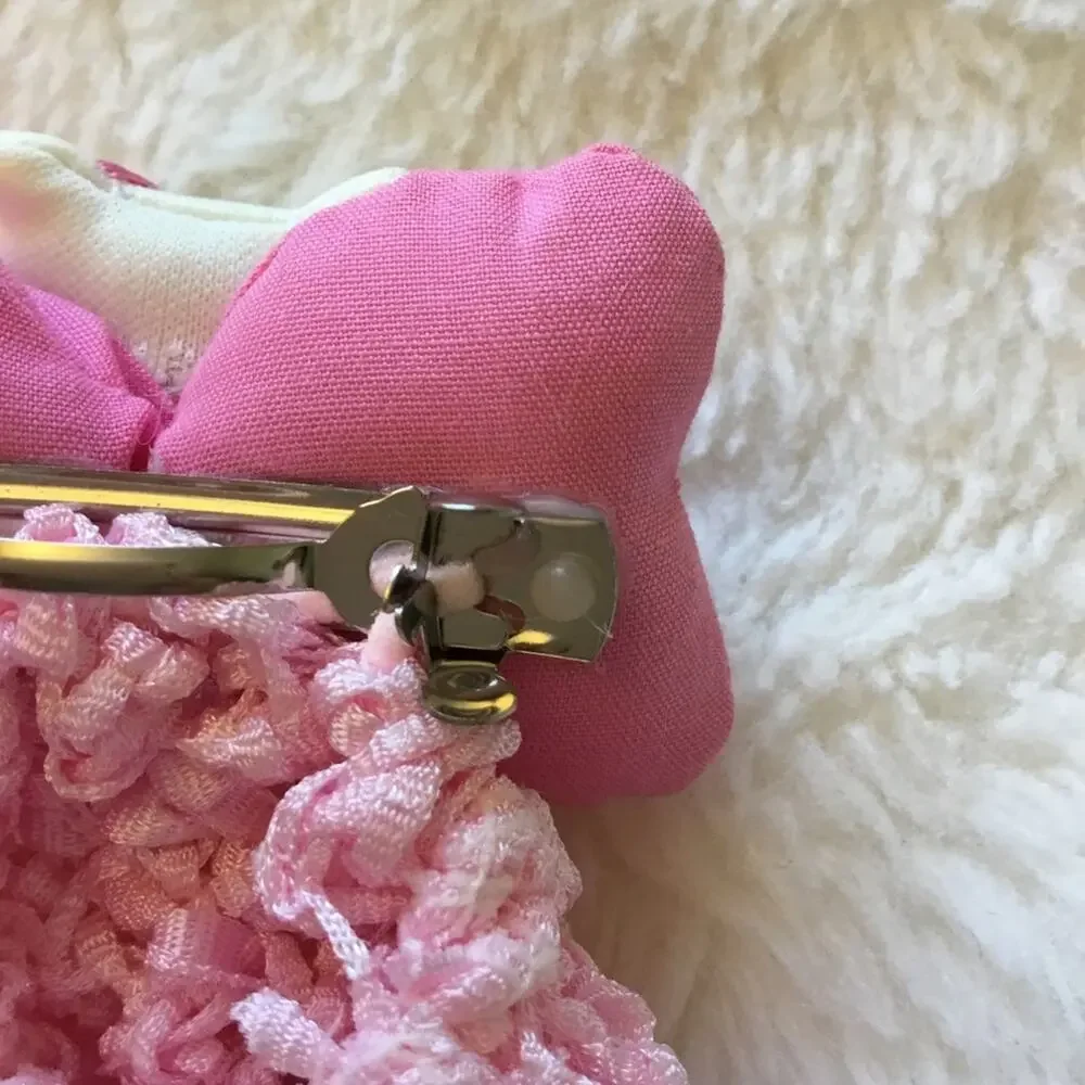 Vintage-Hello Kitty Pink Crochet Wrap Hair Clip Set
